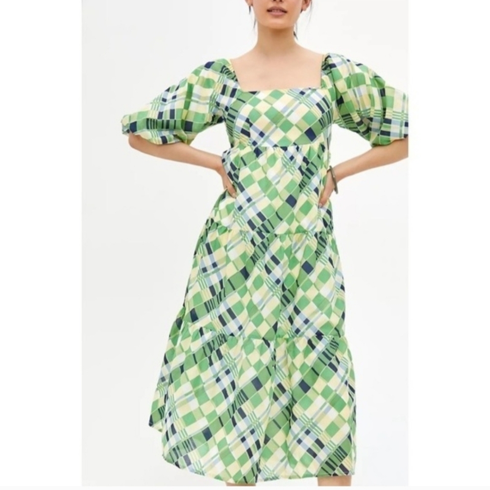 Faithfull the Brand Falabelle tiered checked cotton-poplin midi dress Size L - Picture 10 of 13